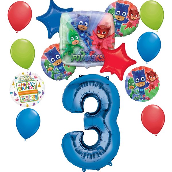 Anagram PJ Masks 3rd Birthday Party Supplies Gekko Owlette Catboy Balloon Bouquet Decorations