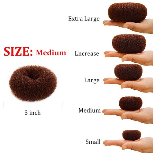 TwistyTieLB Hair Donut Bun Maker, 2 Count Medium (3 Inch/Brown) - Easy to Use Ring Style Bun for Short and Thin Hair