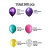 300 Pcs Mermaid Balloons Set, 12 Inches Purple Metallic Purple Teal Hot Pink Yellow Latex Balloons and Confetti Balloons for Birthday Mermaid thematic Party Decoration