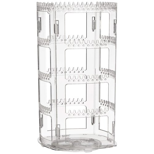 Sooyee 4 Tier Clear Plastic Jewelry Organizer Tower with 156 Holes and 160 Grooves for Necklaces Earrings Piercings