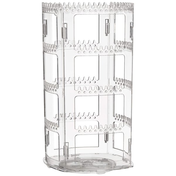 Sooyee 4 Tier Clear Plastic Jewelry Organizer Tower with 156 Holes and 160 Grooves for Necklaces Earrings Piercings