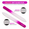 CANVALITE Glass Nail File Set for Natural Nails Double Sided 180/320 Grit Crystal Nail Files with Case Glass Fingernail File Stocking Stuffers for Women Girls Gifts, Pack of 3