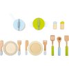 small foot wooden toys- Premium 15 Piece Kitchen Playset- Cooking and Dining Set Includes Pots, Plates and Utensils- Ideal for Toddlers 2+, Multi, (11098)