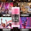 Brzeaf Waterproof Pink Glitter Stick, Shimmery & Long Lasting, Chunky Glitter for Face/Body/Hair/Eyes/Lip, Singer Concert Music Rave Festival, Glitter Stick Makeup & Face Glitter Gel for Women Men