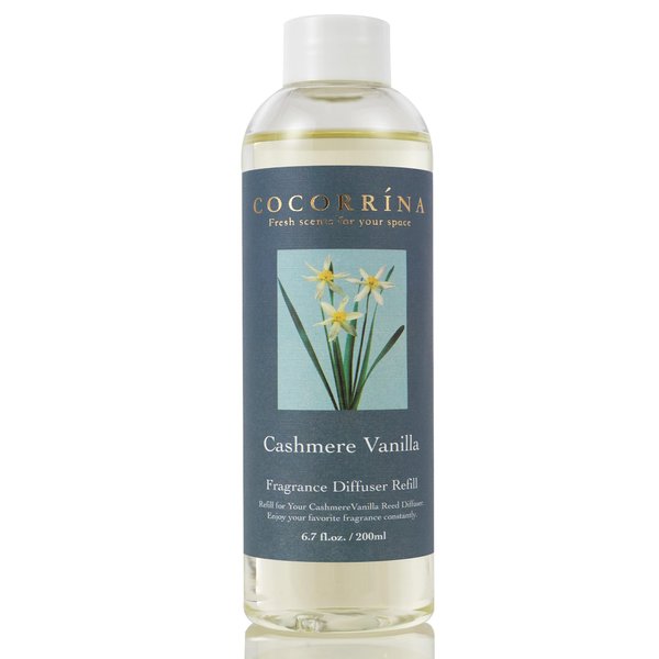 COCORRÍNA Reed Diffuser Refill - Cashmere Vanilla 6.7 oz. Scented Oil for Reed Diffuser Home Fragrance for Bedroom, Bathroom Home Decor
