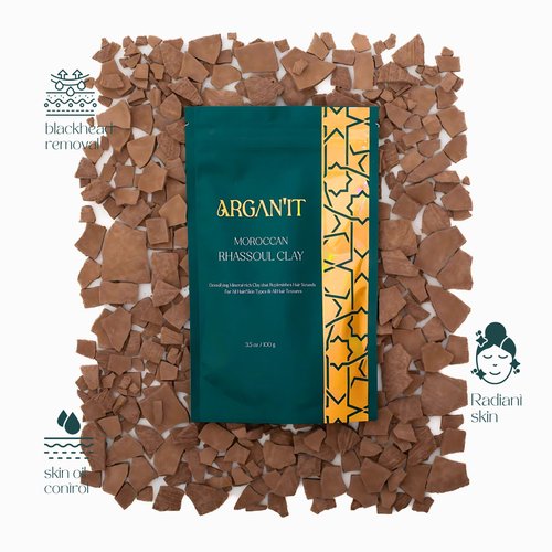 Moroccan Organic Red Rhassoul Clay - Skin care mask for deep cleansing, nourishing, detoxifying Skin & Hair Cleanser from Red Lava organically mined