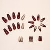 RikView Red Press on Nails Medium Fake Nails Glitter Nails Square Acrylic Nails Glossy Full Cover Nails 24 PCs/Set (Medium Red Glitter)