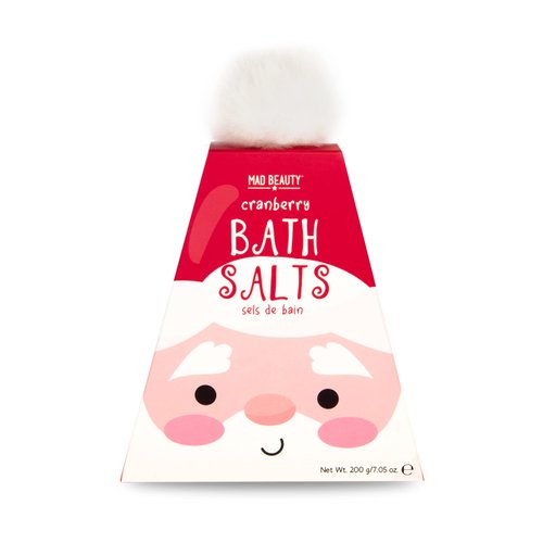 MAD BEAUTY North Pole Cranberry Santa Bath Salts (200 g/7.05 oz), Body Care, Healthy Glowing Skin, Relax & Unwind, Let Your Troubles Float Away