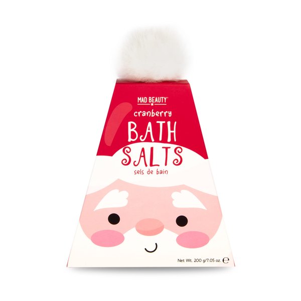 MAD BEAUTY North Pole Cranberry Santa Bath Salts (200 g/7.05 oz), Body Care, Healthy Glowing Skin, Relax & Unwind, Let Your Troubles Float Away