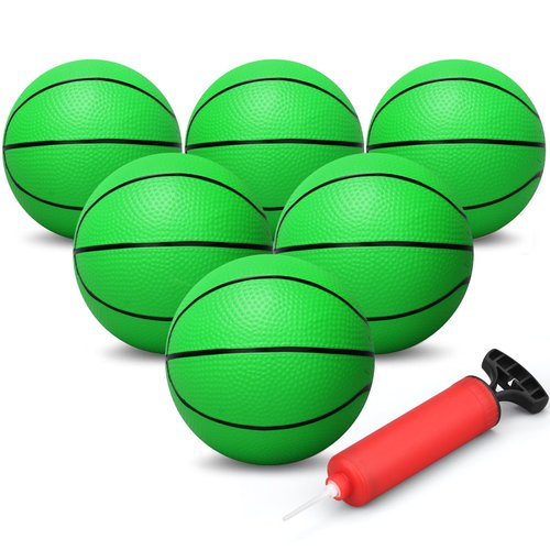 Dilabnba 6PCS Mini Toy Basketball with Pump for Toddlers Teenagers, 6" Mini Basketball Balls for Mini Hoop Enthusiasts, Easy to Grip, PVC Balls for Indoor Outdoor Pool (Green)