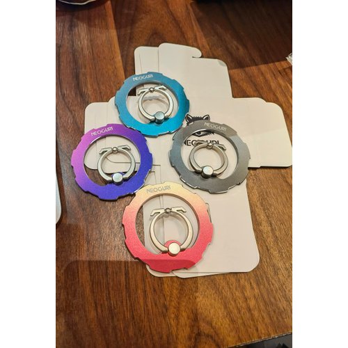 Neoguri Compatible Magnetic Phone Ring Holder Phone Pop Grip Holder Grip Kickstand for Magnetic Grip, Compatible with Magnetic Function, Removable Wireless Charging Gear (Amber Red)