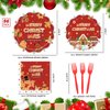 96 Pcs Christmas Gingerbread Man Party Plates Disposable Dinner Paper Plates and Napkins Party Supplies with Forks, Merry Christmas Party Gingerbread Theme Decorations for Xmas Celebration, Serve 24