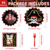 96Pcs Pirate Party Supplies 350 GSM Pirate Party Plates and Napkins Tableware Sets Pirate Treasure Party Decorations for Adult Teens Kids Children Birthday Pirate Halloween Party Favors,Severs 24 ﻿