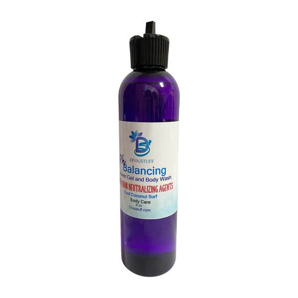 Diva Stuff Ph Balancing Body Wash/Gel With Odor Neutralizing Agents, Cool Coconut Surf Scent, 8oz