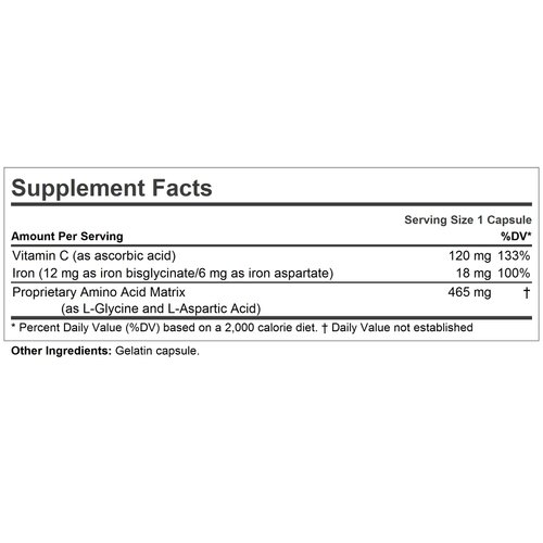 Andrew Lessman Iron Plus 90 Capsules – 18mg Iron, 100% Pure Amino Acid Chelated Iron (Glycinate & Aspartate), Plus Vitamin C for Increased Absorption, Small, Easy to Swallow Capsules, No Additives