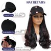 GUOJIAN Baseball Cap with Hair Extensions for Women Adjustable Hat with Synthetic Wavy Wig Attached 18inch Long Body Wave Hair (F1B/wine red, 18Inch)