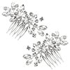 Xinjoduz Bridal Hair Comb, 2 PCS Rhinestone Wedding Hair Combs with Crystals, Sparkle Bridal Hair Accessories for Bride Bridesmaids Women Girls (Silver, 3.23 2.09 inches, Metal and Rhinestones)