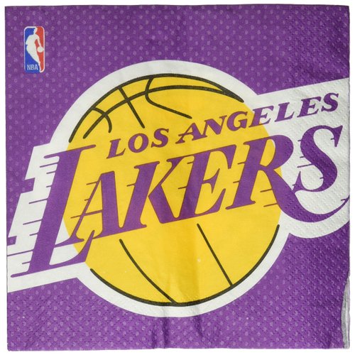 Amscan 513627 Los Angeles Lakers NBA Collection Luncheon Napkins, 16 pcs