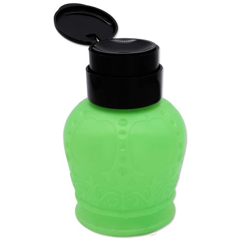 Beauticom 250ml/8oz Opaque Green Crown Shaped Push Down Liquid Dispenser Bottle for Nail Acrylic Acetone Liquid Polish Remover Bottle Tool
