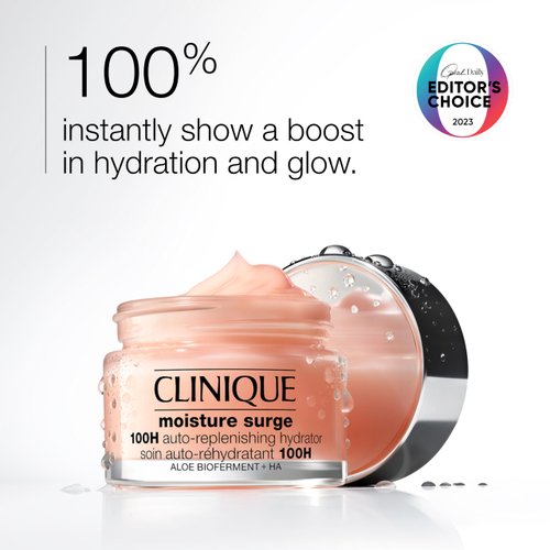 Clinique Moisture Surge 100H Auto-Replenishing Hydrator Oil Free Face Moisturizer With Hyaluronic Acid For All Skin Types | Hydrating + Moisturizing, 1.7 Fl Oz