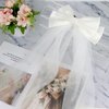 YISSION White Wedding Veil Bow Hair Barrette, Long Bridal Veil Bow Hair Clip, Bow Veil for Bachelorette Party Wedding