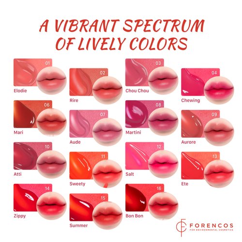 FORENCOS Soak Vegan Lip Tint/Stain, Water Gel Formula, Weightless & Non-sticky Finish, Vivid Color, Smudge-proof, Cruelty-Free, Korean Makeup, Waterproof, 0.11 oz (12 Salt)