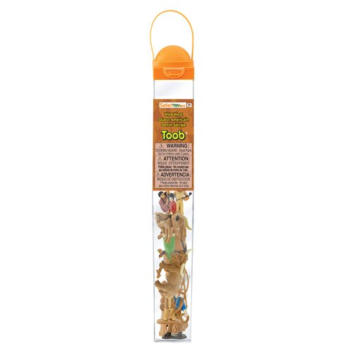 Safari Ltd. Wild West TOOB - 10 Figurines: Native Teepee, Bull, Wagon, Buffalo, Chief, Cowboy, Riding Cowboy, Saddled Horse - Educational Toy Figures For Boys, Girls & Kids Ages 3+