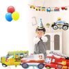 Car Party Supplies - Birthday Decorations for Children,Contain a Traffic Banner,a hat,2 Sticker,3 Glasses,5 Blowouts Noisemakers,5 Foil Balloons,6 Latex Balloons,Great for Kids Birthday Party