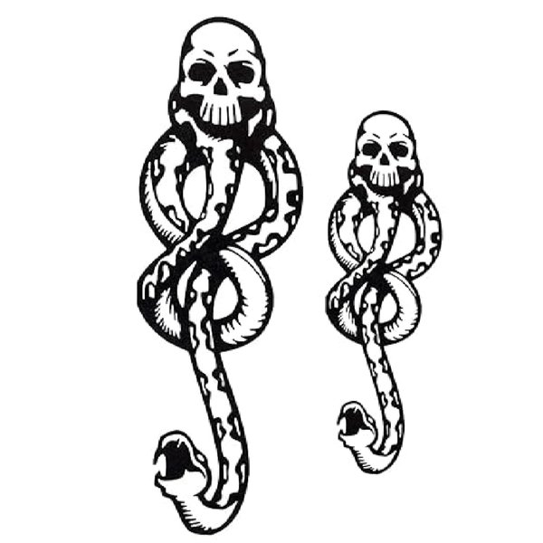 30 Sheets Death Eater Tattoo Dark Mark Tattoos Mamba Snake Skull Fake Temporary Tattoos for Costume Accessories and Parties