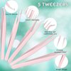 5 Pcs Eyelash Tweezers Eyelash Extension Tweezers Lash Volume Tools with Box Stainless Steel Extensions Lash Tweezers Pointed Lash Tweezers Set for Eyelash Extension Skilled (Pink)