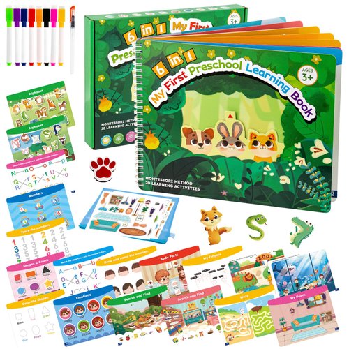 Ayyomo Montessori Busy Book for Toddlers 3-5, Homeschool Educational Learning Toys Pre-Assembled Preschool Activity Book for Kids Ages 3+, Kindergarten Learning Activities Boys Girls Birthday Gifts