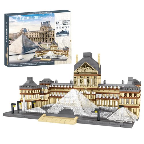 CSNRHG Paris Louvre Museum Model Building Blocks Set Micro Bricks World Famous Architecture Educational Toys for Kids Adults 3377 Piece Birthday
