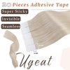 Ugeat 18Inch Tape in Hair Extensions Blonde Human Hair Platinum Blonde Tape in Extensions Human Hair 20 Pieces Double Sided Tape in Hair Extensions Human Hair 50 Grams