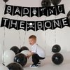 Bad Two the Bone Banner, 2nd Birthday Party Decorations, Rock N Roll Bone Skull Second Birthday Decoration, Born to Rock Music Theme 90s Birthday Party Supplies Black for Boys Kids