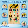 LearnToy Montessori Toys Busy Board for 1+ Years Old - Baby Wooden Sensory Toy with LED Lights Switches & Trumpet - Travel Toy