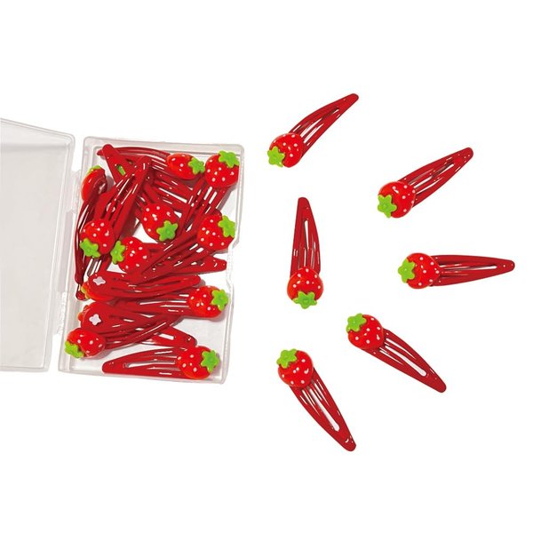 20Pcs Strawberry Snap Hair Clips Strawberry Red Hair Clips Strawberry Metal Snap Hair Barrettes for Girls Women Fruit Hair Clips
