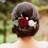 Fangsen Silver Wedding Red Rose Hair Comb Hair Accessories Women Floral Bridal Hair Accessory