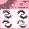 Fluffy Lashes 4 Styles 22MM-25MM 3D False Eyelashes 20 Pairs Full Wispy Lashes 25 MM Long Volume Curly Fake Eyelashes Reusable Dramatic Thick Faux Mink Lashes Multipack Wholesale Pack, by Yaiseiko