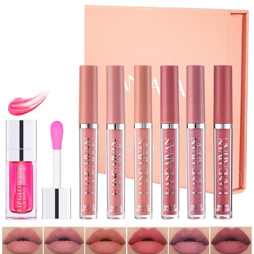 Arindar Plumping Lip Oil, Hydrating Lip Glow Oil Cherry, Plumper Lip Gloss Oil Set Clear, Long Lasting Nourishing Lip Oil Tinted for Lip Care and Dry Lips,Lipstick Set for Women (007 Cherry)