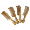 YunZh Wide Tooth Comb and Fine Tooth Combs, Natural Green Sandalwood Wooden Comb Set for Women Men(2PCS)