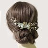 4Pcs Bridal Headpieces Hair Combs, Handmade Hair Comb Set Flower Pearl Hair Barrettes, Crystal Floral Leaf Hair Clip Hair Accessories for Women Girls Bride Bridesmaid