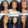 YISEA Headband Wigs Human Hair Curly Wigs with Headband for Black Women 18 Inch Deep Wave Machine Made None Lace Front Wig 150% Density Brazilian Virgin Long Headband Wig