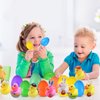 24 Pcs Prefilled Easter Eggs with Bunny Duckies,Bright Colorful Easter Eggs Prefilled with Variety Duckies for Fun Bath Bunny Duckies, Easter Basket Stuffers and Bathtub Toys Party Favors