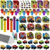 BenLouis 96Pcs Monster Truck Party Favors Truck Car Birthday Stampers Stickers School Stationery Set Bulk for Kids wheels party Race Car Themed Party Goodie Bag Stuffers Pinata Filler Supplies