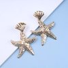 Allereyae Vintage Starfish Dangle Earrings Starfish Drop Earrings Gold Metal Seashell Stud Earrings Hammered Starfish Earrings Jewelry for Women