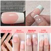 AddFavor 120pcs White French Tip Press on Nails Medium Square Fake Nails Nude False Nails Square French Press ons Square Nail Acrylic Artificial Nail with Adhesive Tab for Women Girls