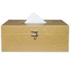 MODE HOME Wooden Tissue Box Cover Rectangular, Decorative Gold Tissue Box Holder for Bedroom, Living Room, Bathroom, Dryer Sheet Holder for Laundry Room Decor