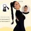 Fanguilar 30 Inch Long Braided Ponytail Extension with Hair Tie Dark Brown Straight Wrap Around for Women Synthetic High Temperature Fluffy Natural Soft Hair Piece for Daily Wear