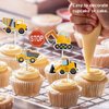ALISSAR 35-Pack Construction Cupcake Toppers Picks, Dump Truck Excavator Tractor Party Cake Toppers for Kids Birthday Baby Shower Party Decorations Supplies.