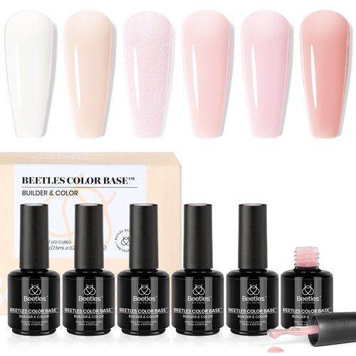 Beetles Color Base Gel Nail Polish 6 Colors Nude Base Gel Polish Porcelain Doll Pink Nail Polish ...